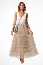 Emmeline | Women Layered Tulle Tiered Midi Skirt