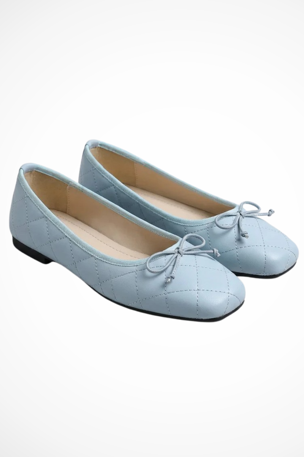 Millicent | Women Quilted Square Toe Bow Detail Ballet Flats
