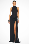 Cosima | Women High Neck Sleeveless Wedding Guest Maxi Dress with Side Split