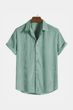 Bennett | Men Textured Short Sleeve Button Down Camp Collar Shirt