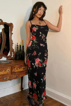 Elara | Women Floral Spaghetti Strap Maxi Summer Wedding Dress