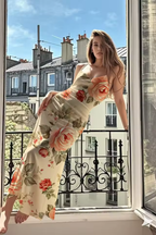 Elara | Women Floral Spaghetti Strap Maxi Summer Wedding Dress