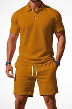 Lex | Men Textured Polo and Shorts Summer Set