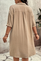 Rosalind | Women’s Short Sleeve Button Up Shirt Midi Dress