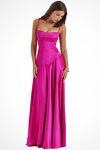 Lorenna | Women Satin Corset Wedding Guest Maxi Dress