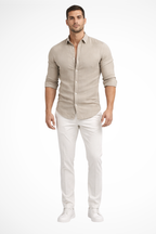 Callum | Men Loose Fit Long Sleeve Cotton Lapel Casual Summer Shirt