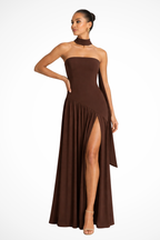 Yara | Women’s Strapless Maxi Dress with Side Slit