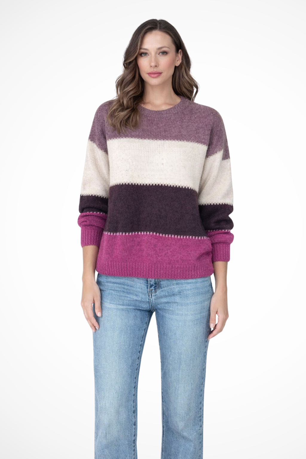 Tessara | Women’s Spring Colorblock Knit Sweater with Relaxed Fit