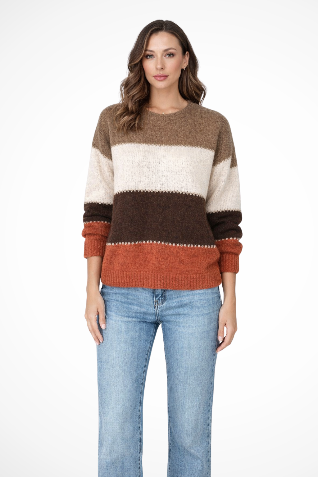 Tessara | Women’s Spring Colorblock Knit Sweater with Relaxed Fit