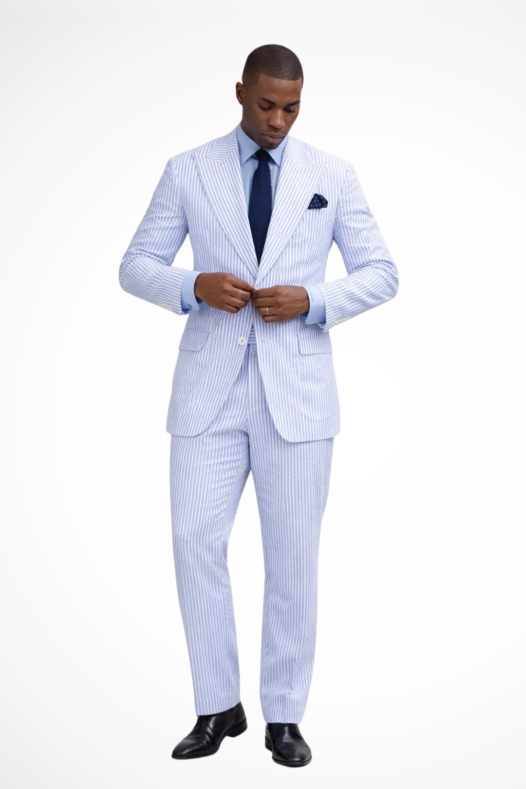 Augusto | Men Striped Peaked Lapel Summer Wedding Guest Suit