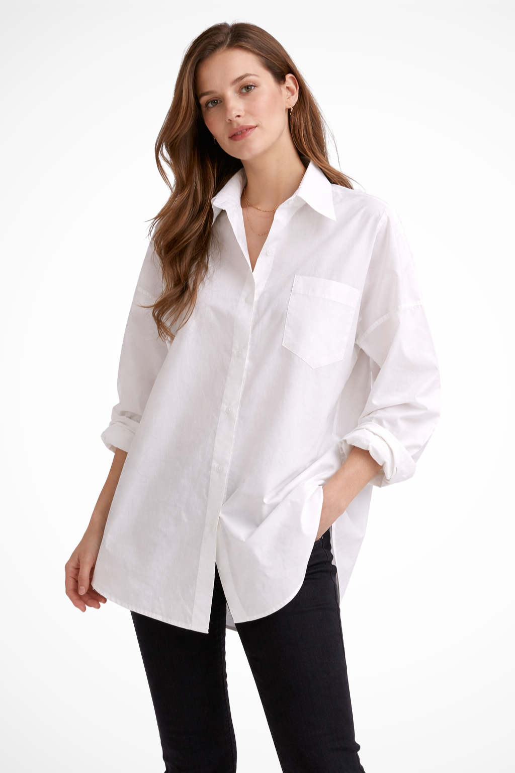 Selvyn | Women Oversized Button Down Long Sleeve Blouse