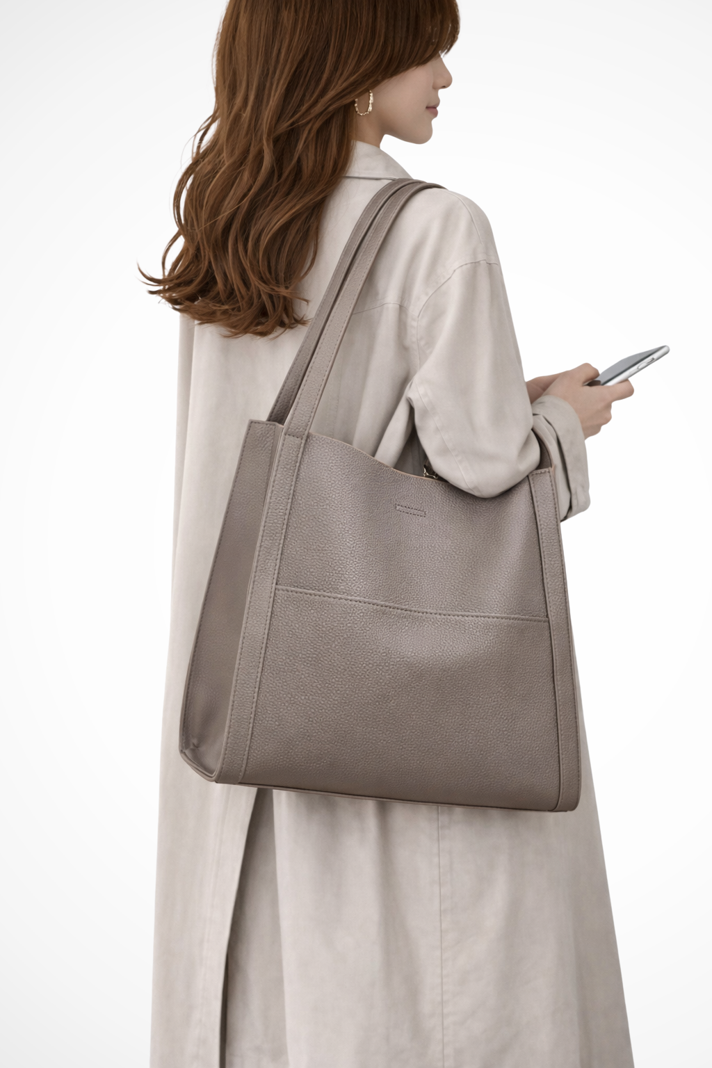 Neva | Women Structured Front Pocket Textured Tote Shoulder Bag