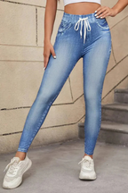 Freya | Women High Waist Drawstring Skinny Denim Jeans