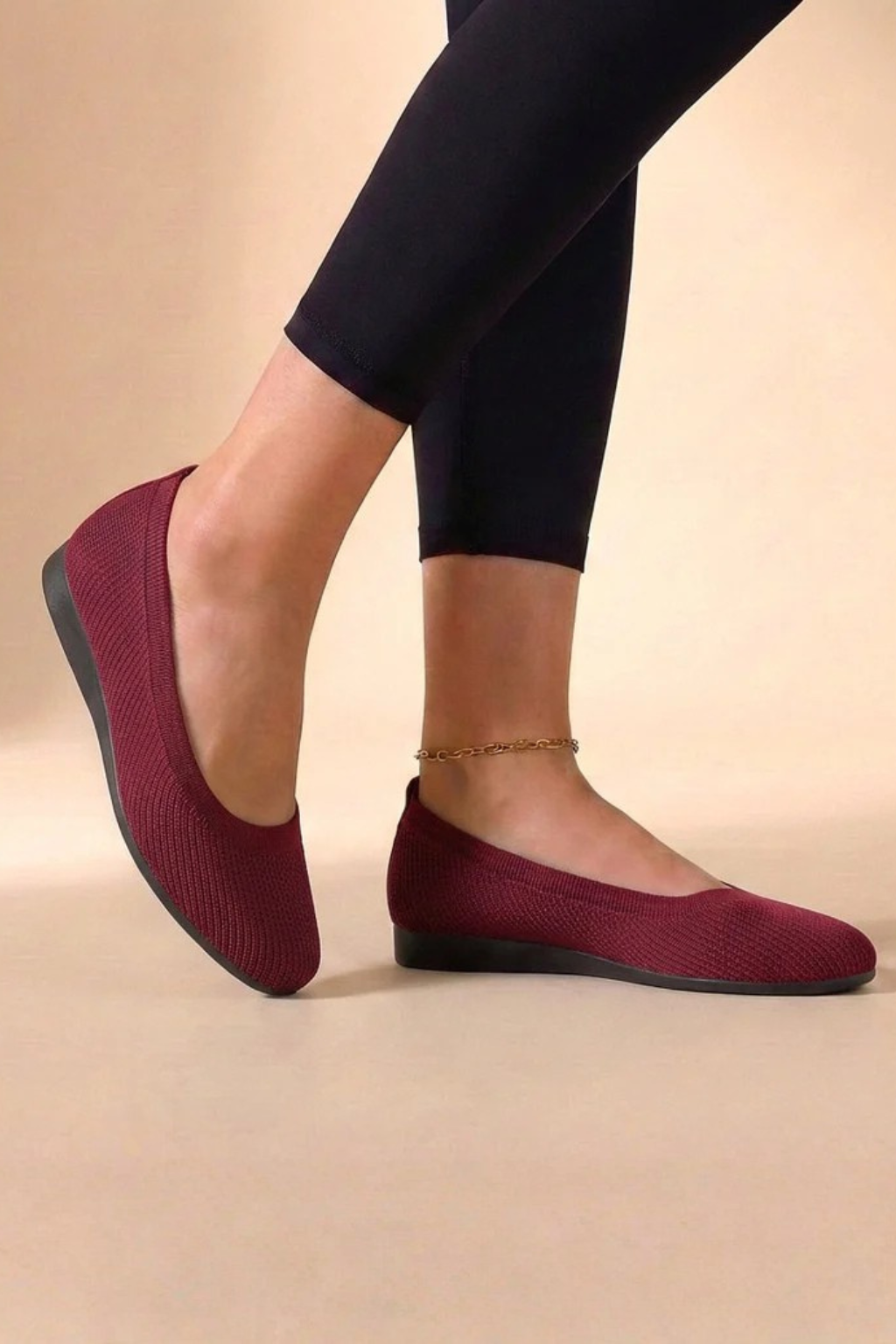 Dorothea | Women Knit Round Toe Slip On Ballet Flats