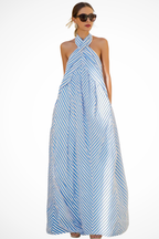 Pembury | Women Striped Halter Neck Summer Maxi Dress