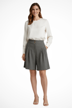 Verity | Women High Waist Pleated Tailored Bermuda Shorts