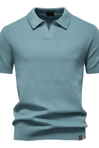 Alden | Men Textured Knit Short Sleeve Polo Shirt