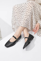 Georgiana | Women Square Toe Buckle Strap Mary Jane Ballet Flats