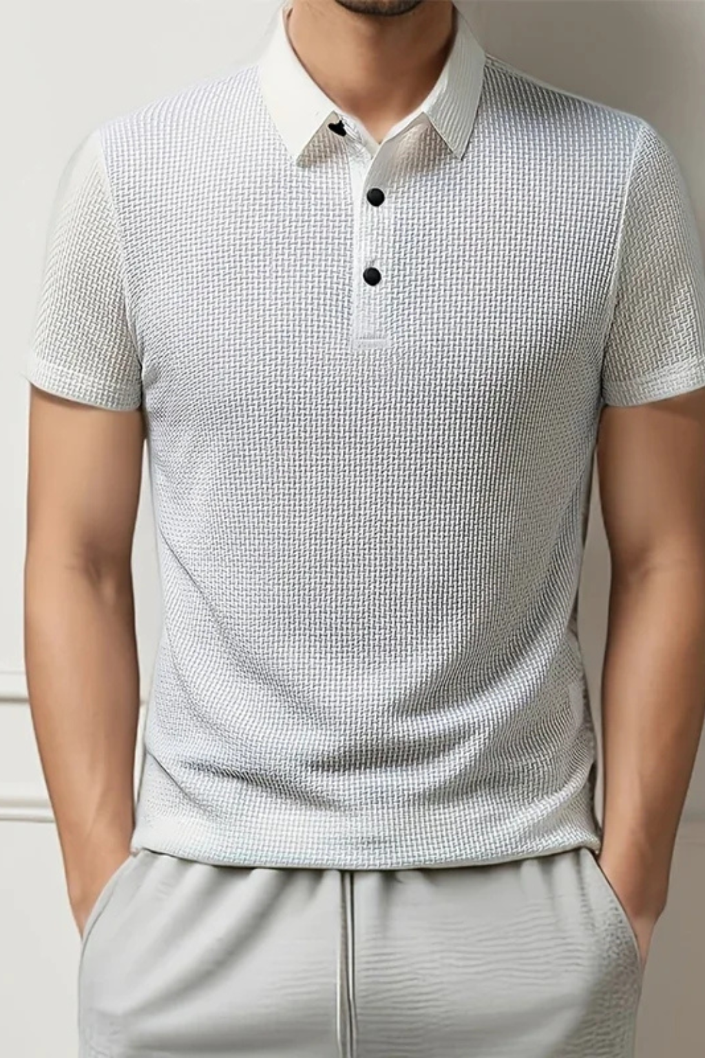 Elliot | Men Waffle Knit Short Sleeve Formal Polo Shirt