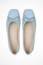 Millicent | Women Quilted Square Toe Bow Detail Ballet Flats