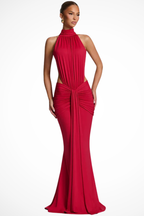 Valentina | Women High Neck Backless Ruched Wedding Guest Maxi Dress