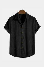 Bennett | Men Textured Short Sleeve Button Down Camp Collar Shirt