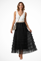 Emmeline | Women Layered Tulle Tiered Midi Skirt