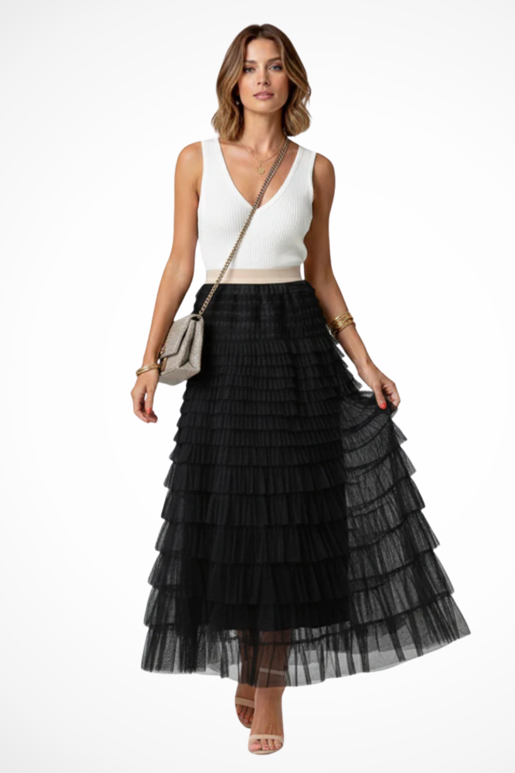 Emmeline | Women Layered Tulle Tiered Midi Skirt