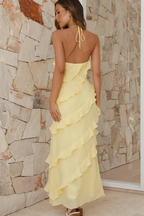 Freya | Women Halter Neck Ruffle Summer Maxi Dress