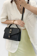 Milo | Women Structured Flap Gold Buckle Detail Crossbody Bag