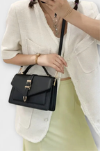 Milo | Women Structured Flap Gold Buckle Detail Crossbody Bag