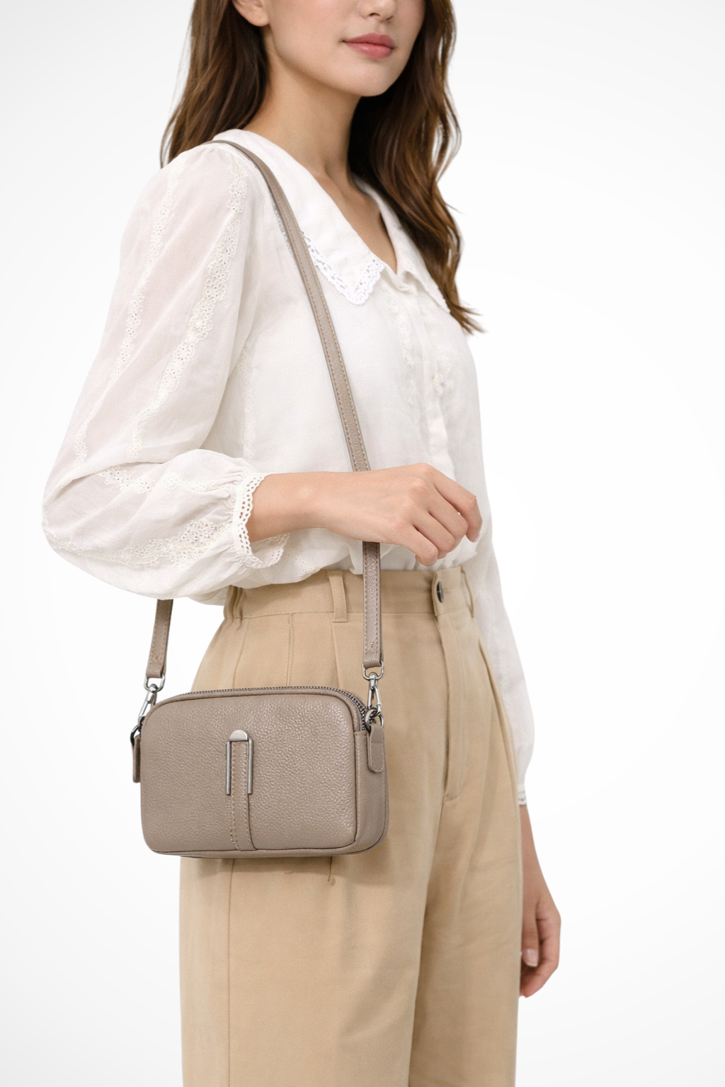 Pella | Women Compact Double Zip Crossbody Shoulder Bag
