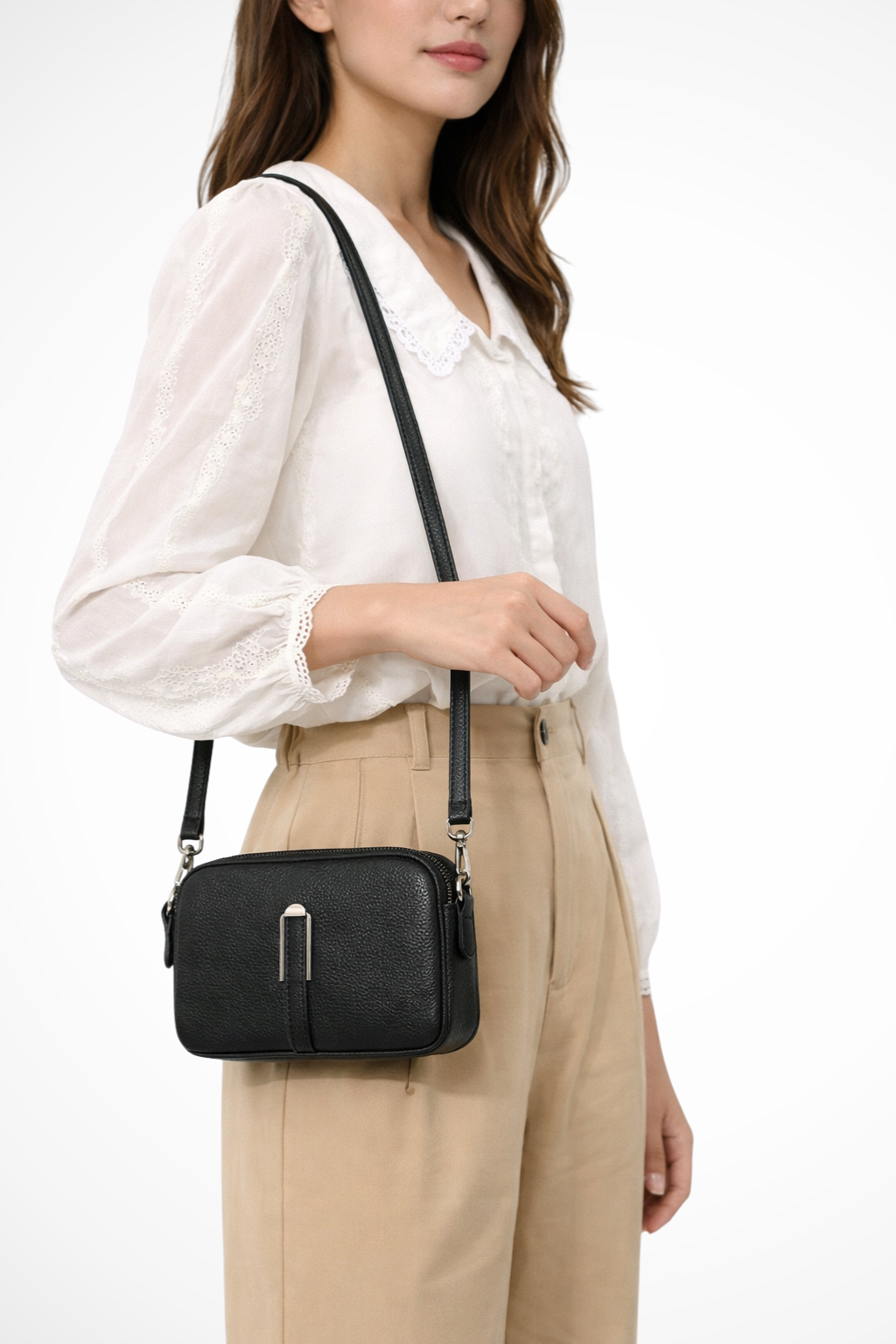 Pella | Women Compact Double Zip Crossbody Shoulder Bag
