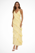 Freya | Women Halter Neck Ruffle Summer Maxi Dress
