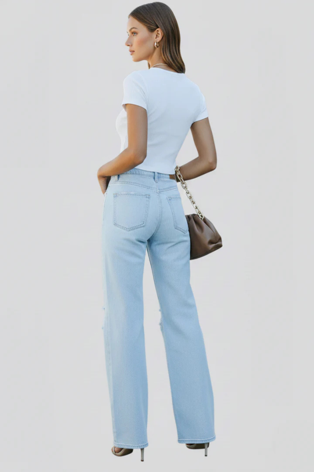 Sutton | Women High Waist Distressed Wide Leg Jeans