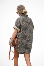 Zaria | Women’s Spring Cheeatah Print Mini Romper with Button Front