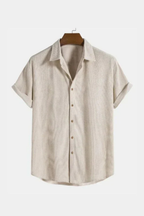 Bennett | Men Textured Short Sleeve Button Down Camp Collar Shirt