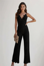 Arabella | Women Lace V Neck Strappy Wide Leg Jumpsuit