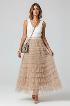 Emmeline | Women Layered Tulle Tiered Midi Skirt