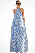 Pembury | Women Striped Halter Neck Summer Maxi Dress
