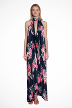 Cordelia | Women Printed Pleated Halter Neck Wedding Guest Maxi Dress