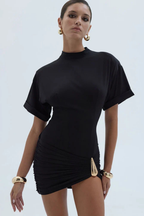 Elara | Women Short Sleeve Ruched Bodycon Summer Wedding Guest Mini Dress