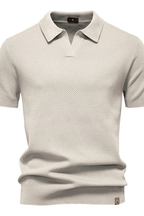 Alden | Men Textured Knit Short Sleeve Polo Shirt