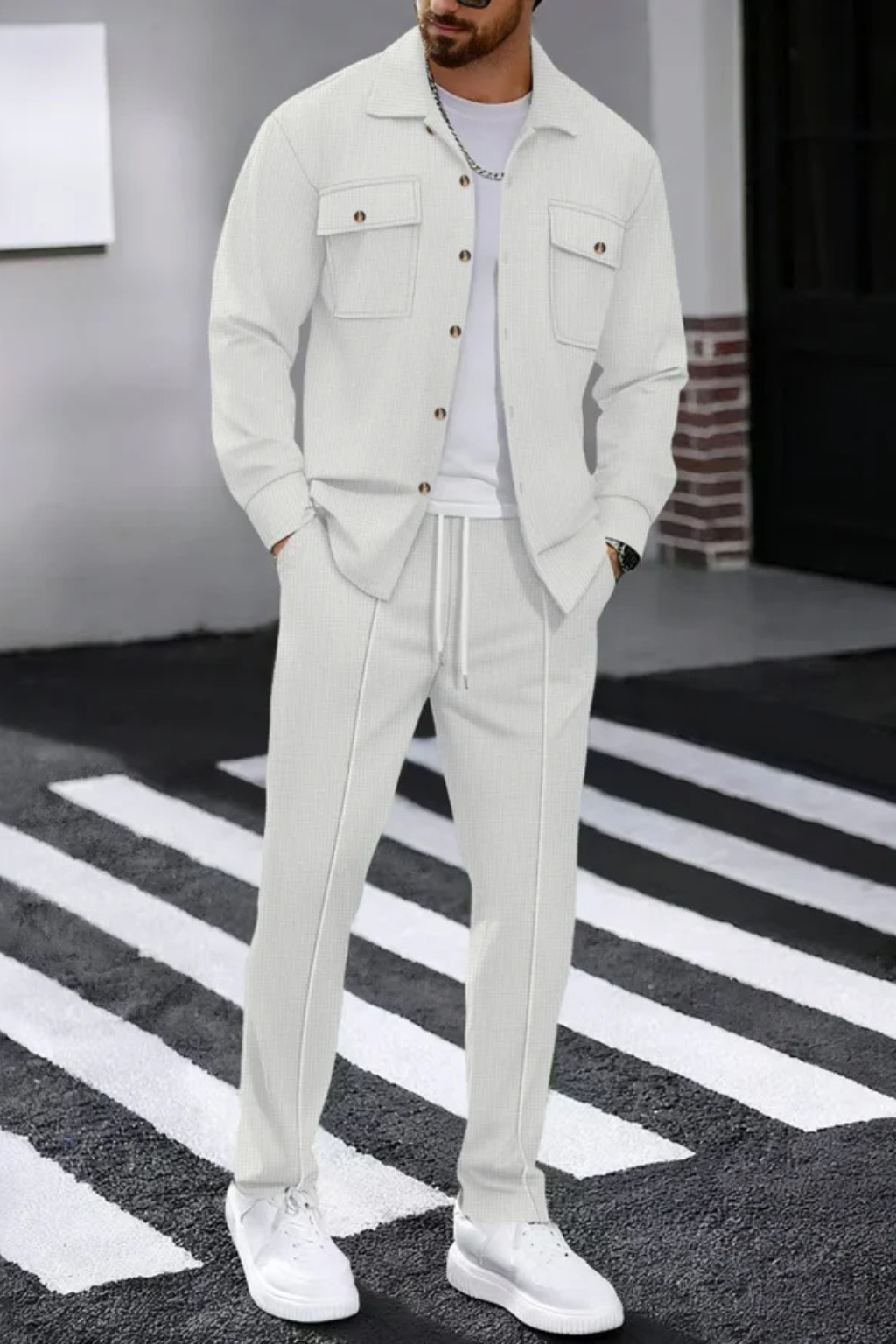 Tanner | Men Long Sleeve Chest Pocket Overshirt and Straight Leg Trousers Set