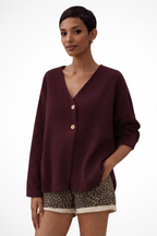 Maya | Womens Spring Minimal Button Cardigan with V Neck