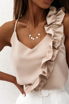 Maria | Women Sleeveless Ruffle V Neck Summer Top
