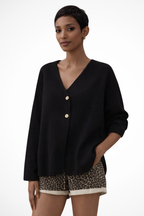 Maya | Womens Spring Minimal Button Cardigan with V Neck