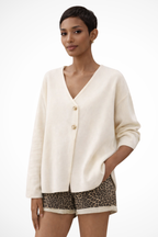 Maya | Womens Spring Minimal Button Cardigan with V Neck