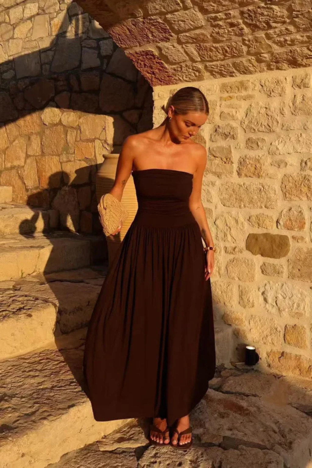 Isabella | Women’s Strapless Pleated Maxi Summer Dress