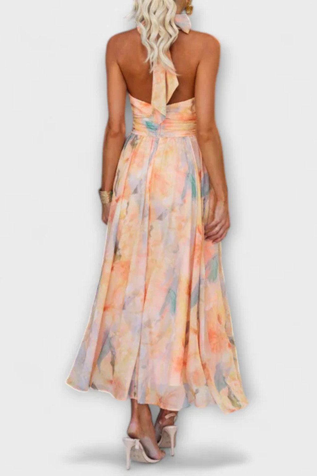 Isolde | Women Abstract Print Halter Neck Maxi Dress